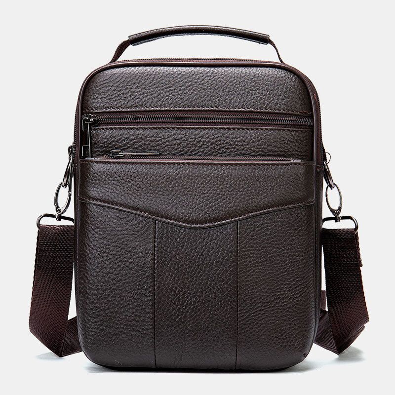 Sac À Bandoulière Vertical En Cuir Véritable Rétro Pour Homme