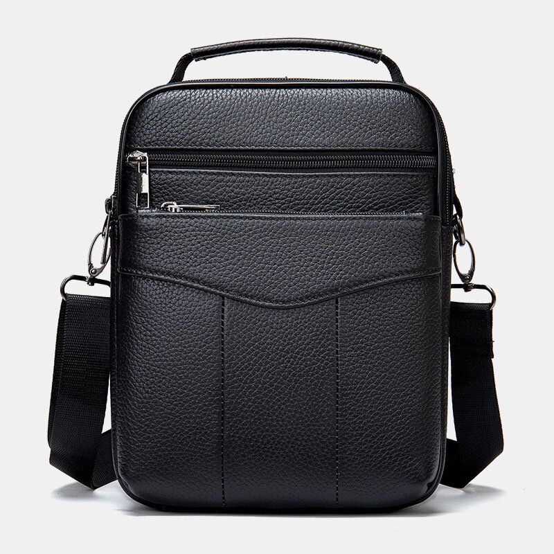 Sac À Bandoulière Vertical En Cuir Véritable Rétro Pour Homme