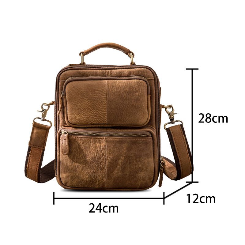 Sac À Bandoulière Vintage En Cuir Artificiel Grande Capacité Avec Fermeture Éclair Pour Homme