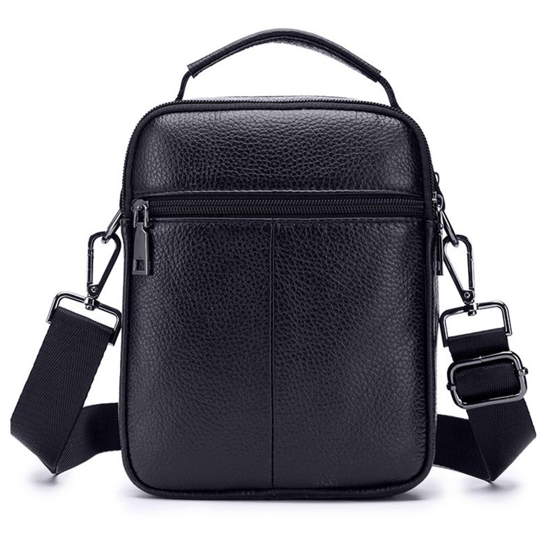 Sac À Bandoulière Vintage En Cuir Véritable De Couleur Unie Pour Homme Sac À Bandoulière Durable De Grande Capacité