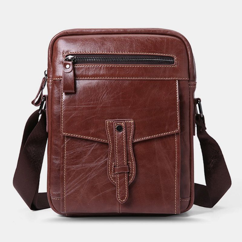 Sac À Bandoulière Vintage En Cuir Véritable Grande Capacité Pour Homme