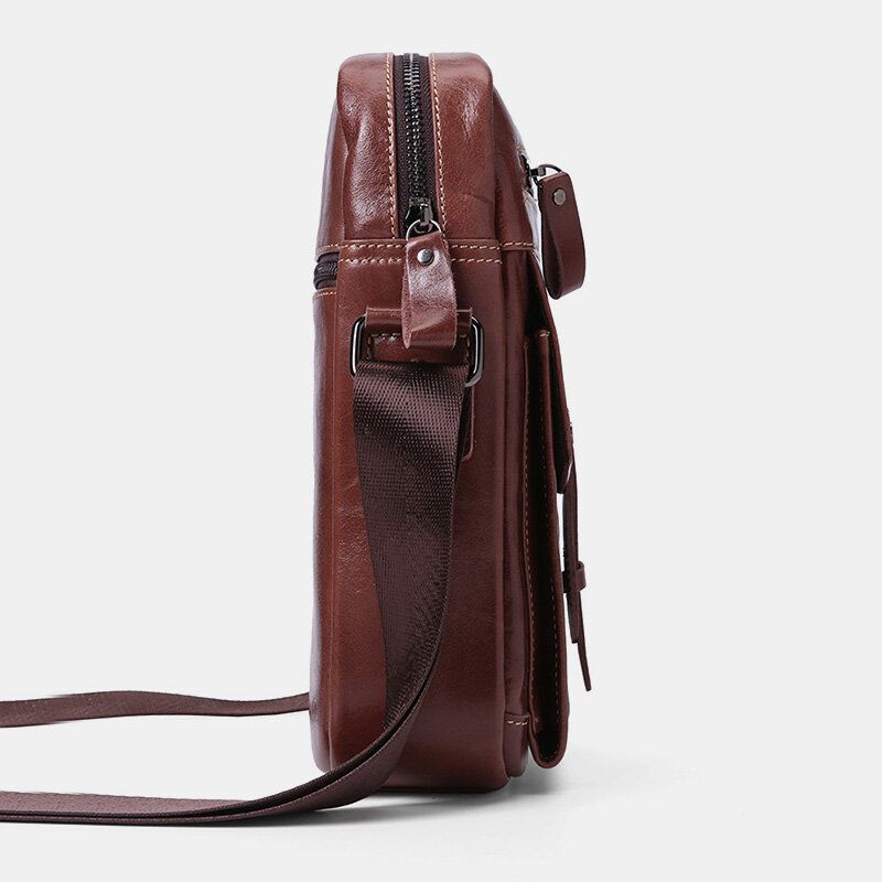 Sac À Bandoulière Vintage En Cuir Véritable Grande Capacité Pour Homme