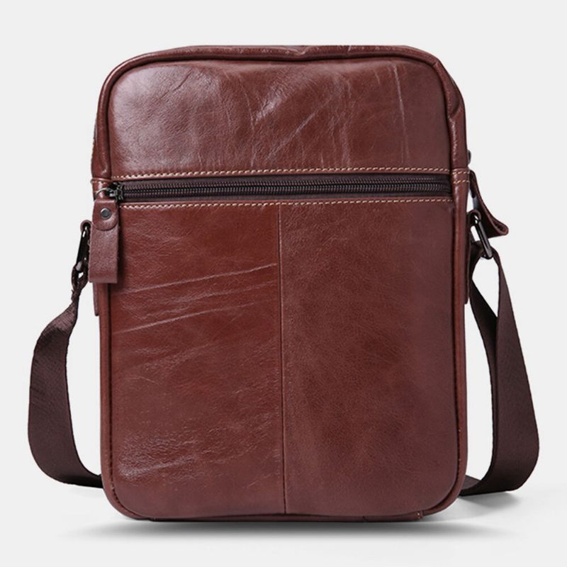 Sac À Bandoulière Vintage En Cuir Véritable Grande Capacité Pour Homme