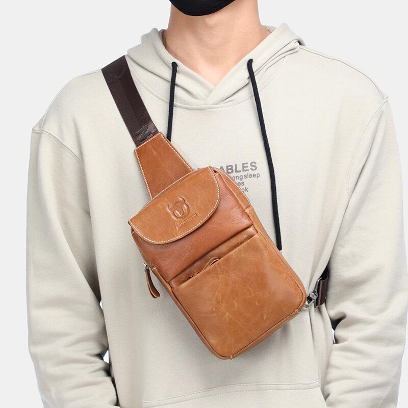 Sac À Bandoulière Vintage En Cuir Véritable Pour Hommes