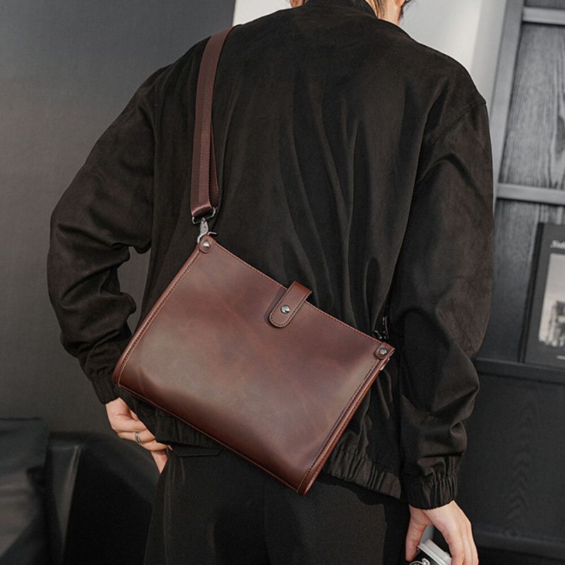 Sac À Bandoulière Vintage Grande Capacité Pour Homme En Simili Cuir