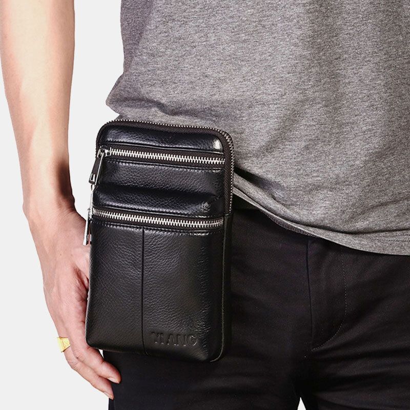 Sac Ceinture En Cuir Véritable Pour Homme Sac À Bandoulière Décontracté Sac À Bandoulière