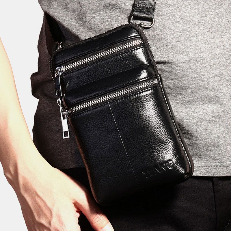 Sac Ceinture En Cuir Véritable Pour Homme Sac À Bandoulière Décontracté Sac À Bandoulière