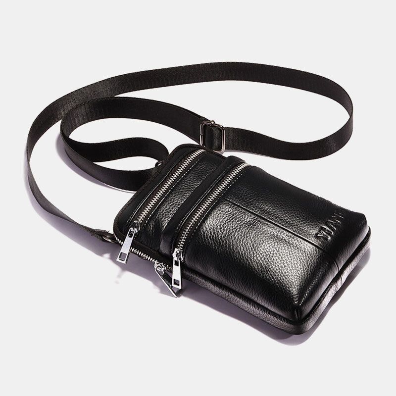 Sac Ceinture En Cuir Véritable Pour Homme Sac À Bandoulière Décontracté Sac À Bandoulière