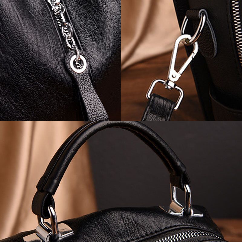 Sac À Dos Antivol En Cuir Véritable Pour Femme Sac À Bandoulière Multi-fonctions