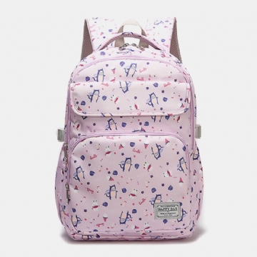 Sac À Dos Décontracté En Nylon Imprimé Grande Capacité Imperméable Pour Femme