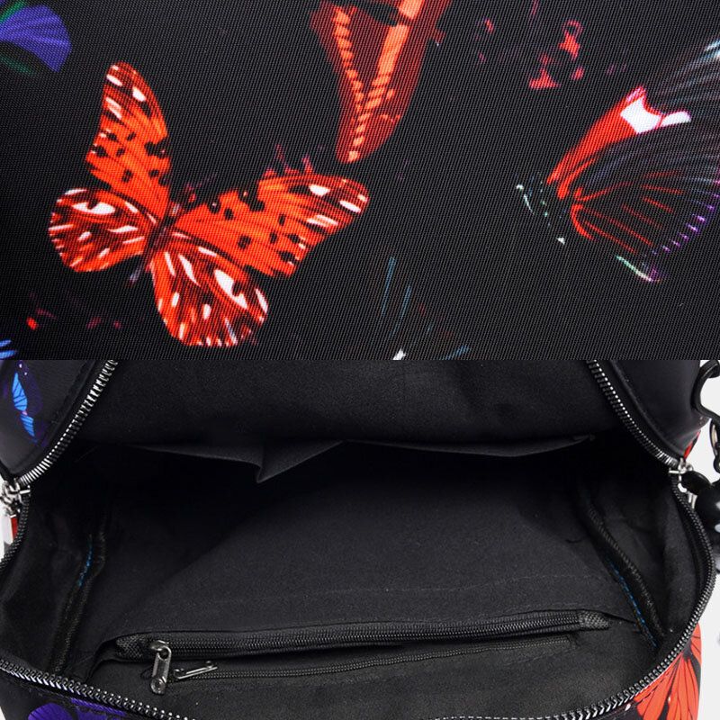 Sac À Dos D'extérieur Décontracté À Motif Papillon Multi-transport Imperméable Pour Femmes