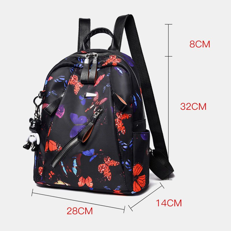 Sac À Dos D'extérieur Décontracté À Motif Papillon Multi-transport Imperméable Pour Femmes