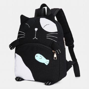 Sac À Dos Grande Capacité En Toile De Chat Mignon Pour Femme