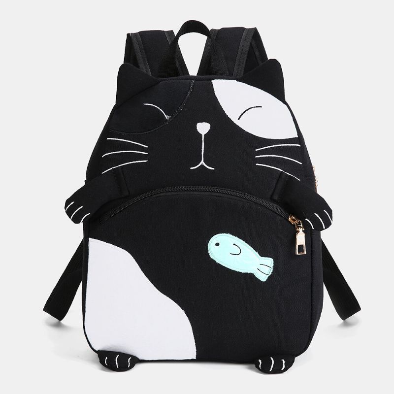 Sac À Dos Grande Capacité En Toile De Chat Mignon Pour Femme