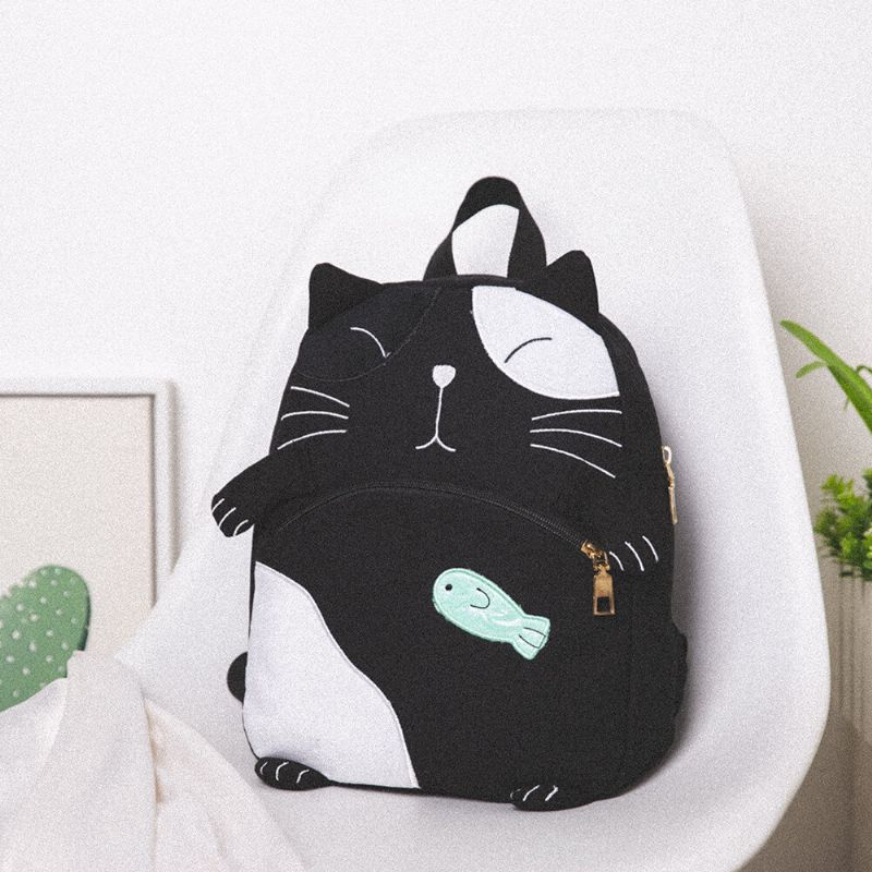 Sac À Dos Grande Capacité En Toile De Chat Mignon Pour Femme