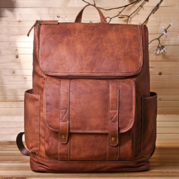 Sac À Dos Pour Ordinateur Portable 15.6 Pouces Multi-poches Vintage Pour Hommes