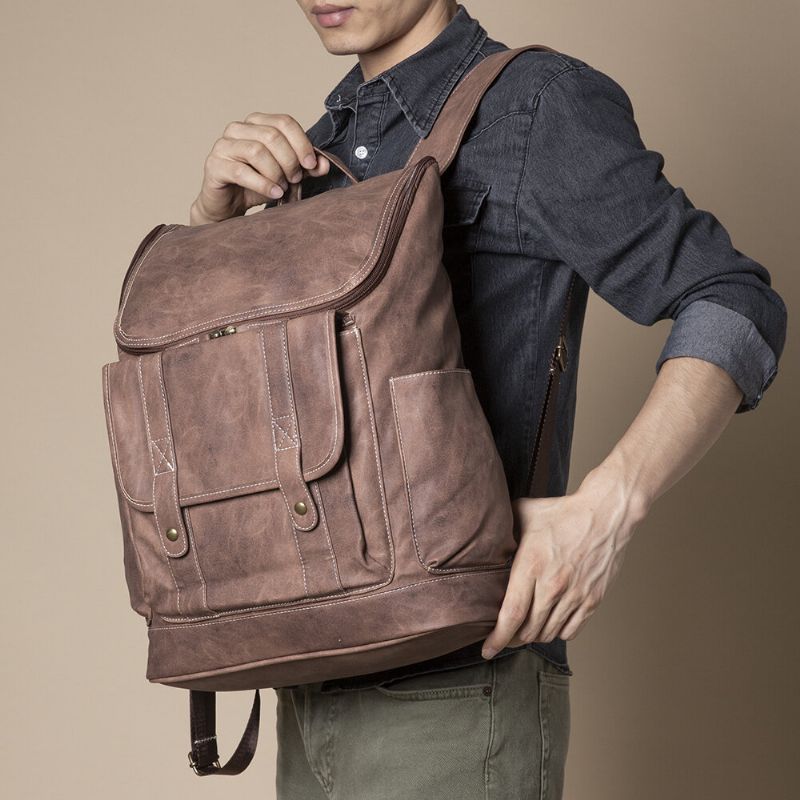 Sac À Dos Pour Ordinateur Portable 15.6 Pouces Multi-poches Vintage Pour Hommes