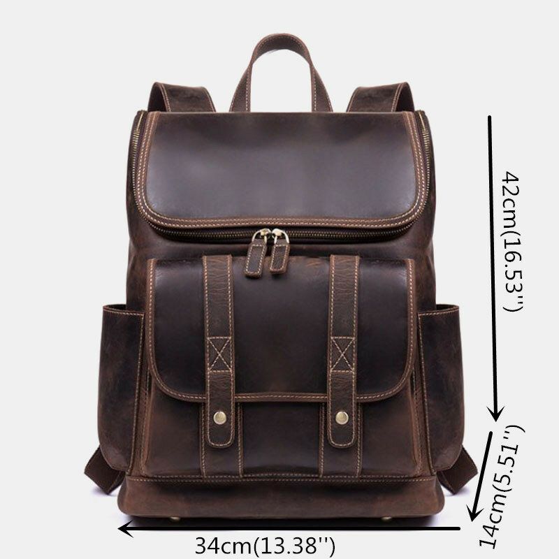 Sac À Dos Pour Ordinateur Portable 15.6 Pouces Multi-poches Vintage Pour Hommes