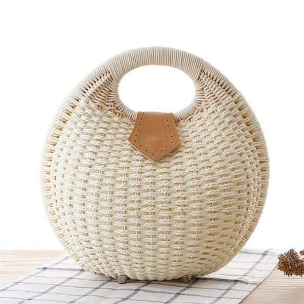 Sac Fourre-tout Pour Femme Sac De Plage D'été Sac En Paille Sac En Rotin Sac À Main