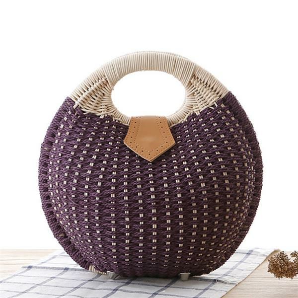 Sac Fourre-tout Pour Femme Sac De Plage D'été Sac En Paille Sac En Rotin Sac À Main