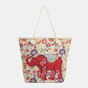 Sac À Main Fourre-tout National Grande Capacité Imprimé Éléphant Pour Femme