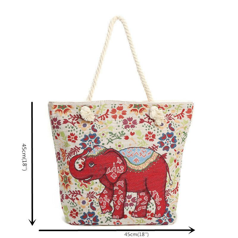 Sac À Main Fourre-tout National Grande Capacité Imprimé Éléphant Pour Femme