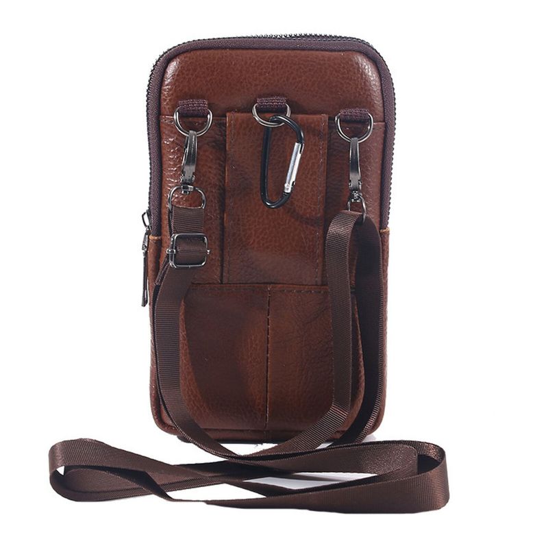 Sac De Taille Vintage En Peau De Vache Pour Hommes Portable Sports De Plein Air Sac De Ceinture De Téléphone Portable Sac À Bandoulière