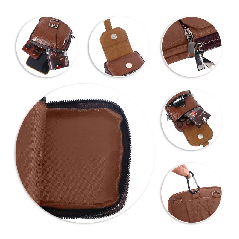 Sac De Taille Vintage En Peau De Vache Pour Hommes Portable Sports De Plein Air Sac De Ceinture De Téléphone Portable Sac À Bandoulière