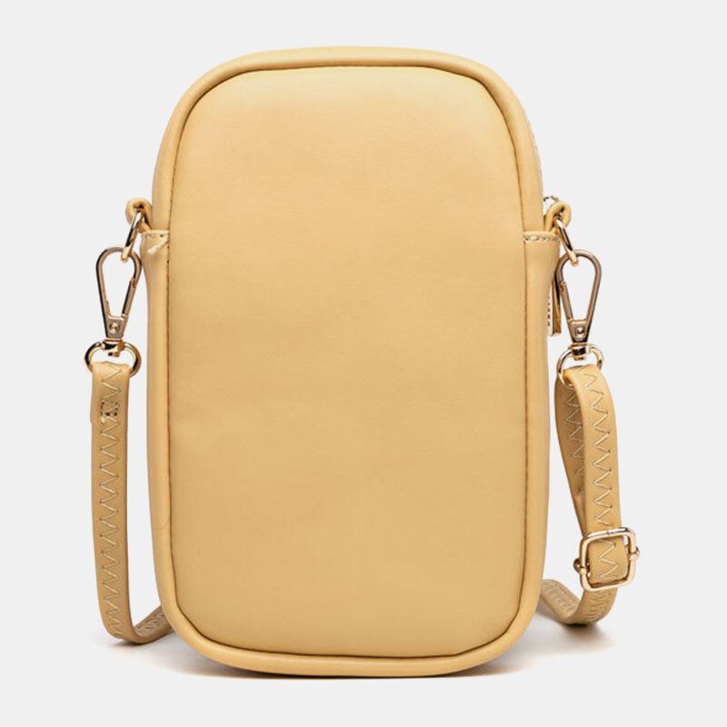 Sac De Téléphone À Fermeture Éclair Solide Pour Femme Sac À Bandoulière Sac À Bandoulière