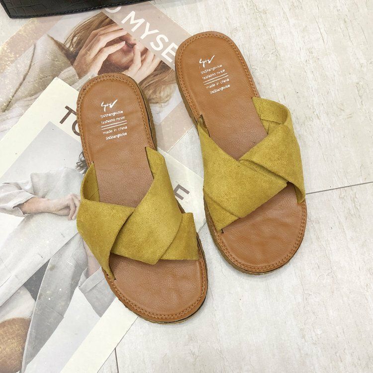 Sandales À Glissière D'extérieur Confortables En Daim De Couleur Unie Pour Femmes