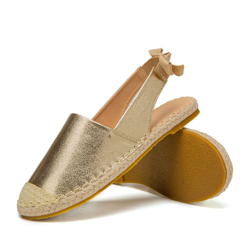 Sandales Plates Confortables Espadrilles Métalliques À Bout Fermé Pour Femmes