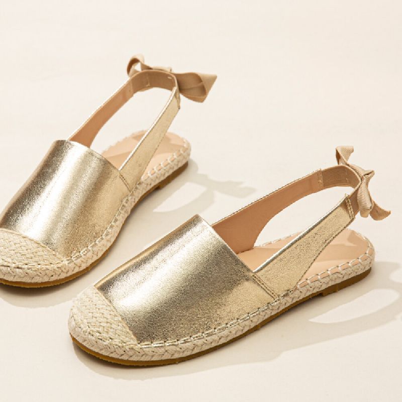 Sandales Plates Confortables Espadrilles Métalliques À Bout Fermé Pour Femmes