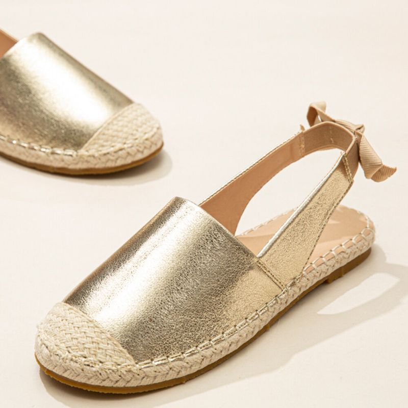 Sandales Plates Confortables Espadrilles Métalliques À Bout Fermé Pour Femmes