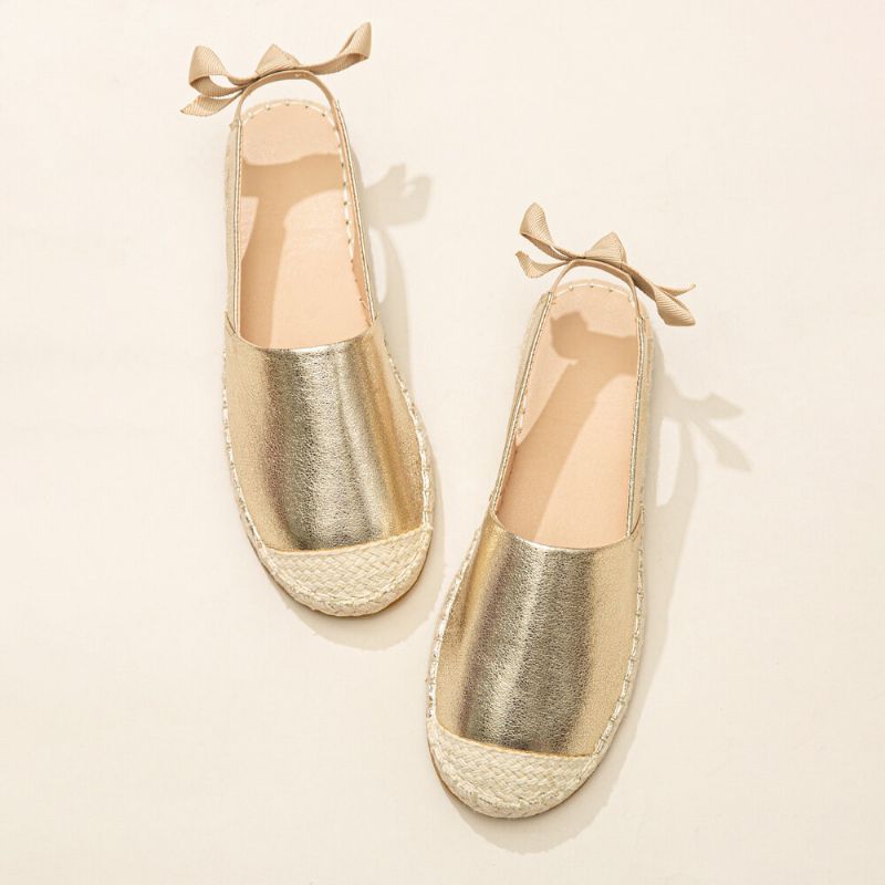 Sandales Plates Confortables Espadrilles Métalliques À Bout Fermé Pour Femmes