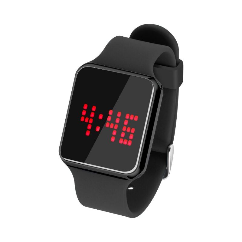 Senors Sn145 Calendrier D'alarme À Écran Led Dynamique 12/24 Heures Lumineux Bracelet En Silicone Étanche Montre Numérique