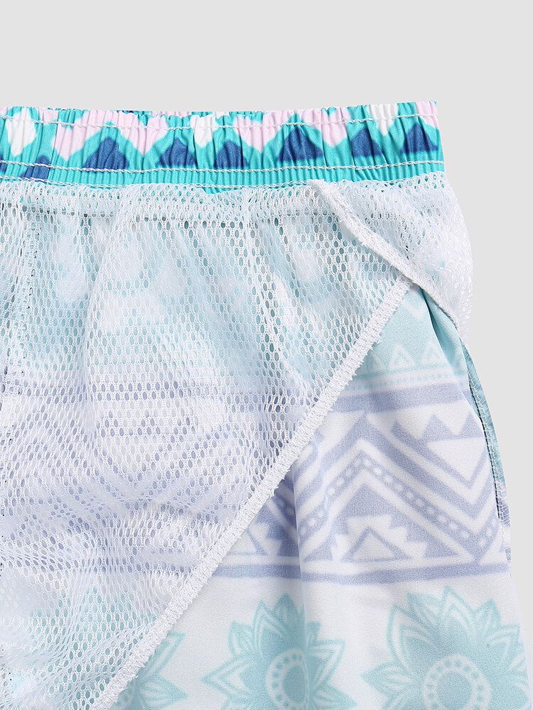 Short De Bain Doublé En Maille À Séchage Rapide Et À Imprimé Floral Pour Hommes