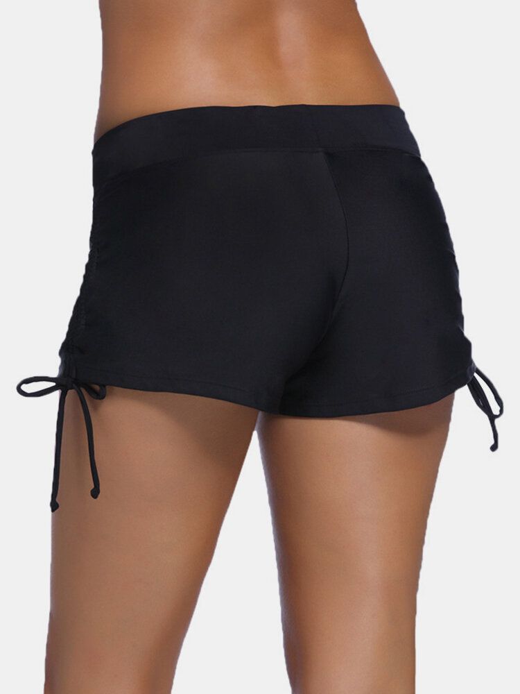 Short De Bain Noir Avec Cordon De Serrage Latéral Pour Femme Grande Taille