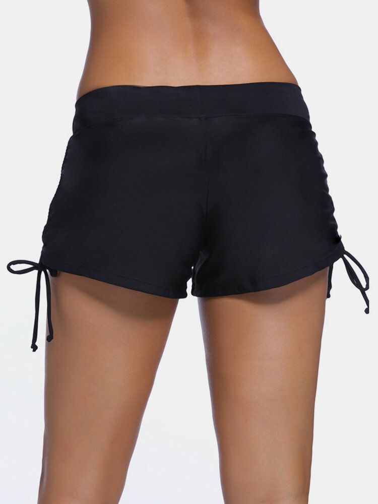 Short De Bain Noir Avec Cordon De Serrage Latéral Pour Femme Grande Taille