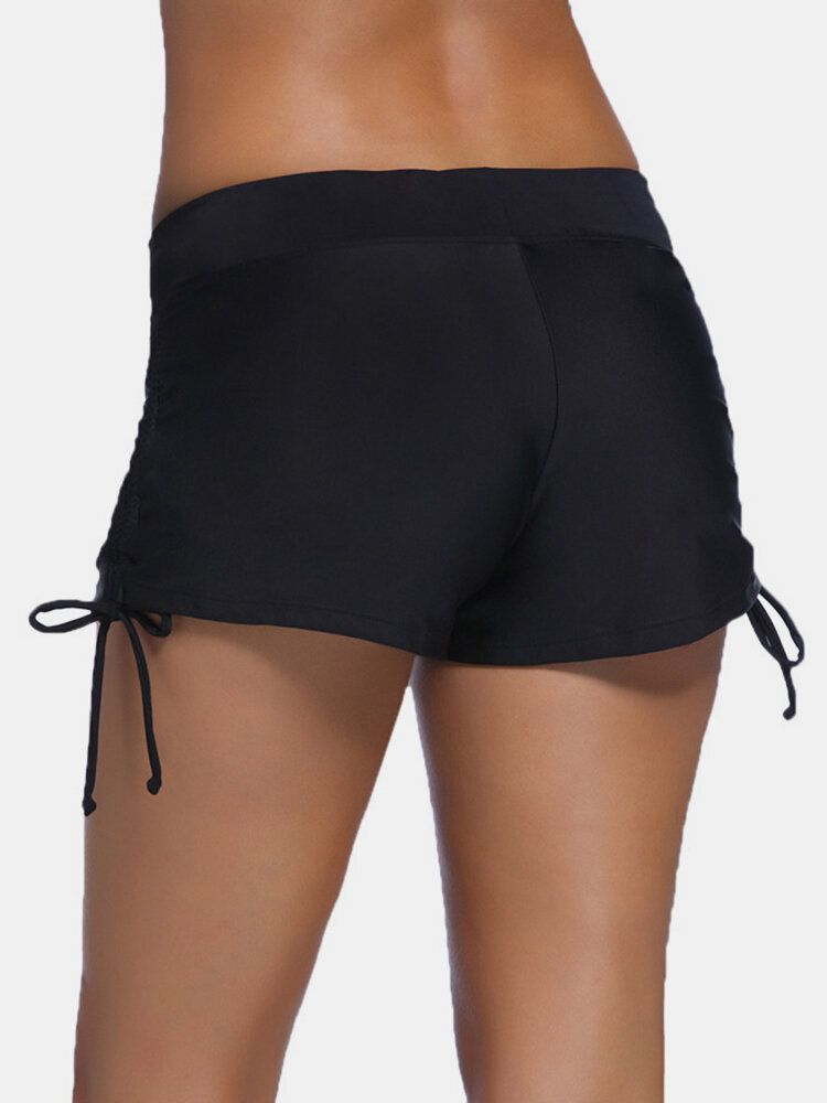 Short De Bain Noir Avec Cordon De Serrage Latéral Pour Femme Grande Taille