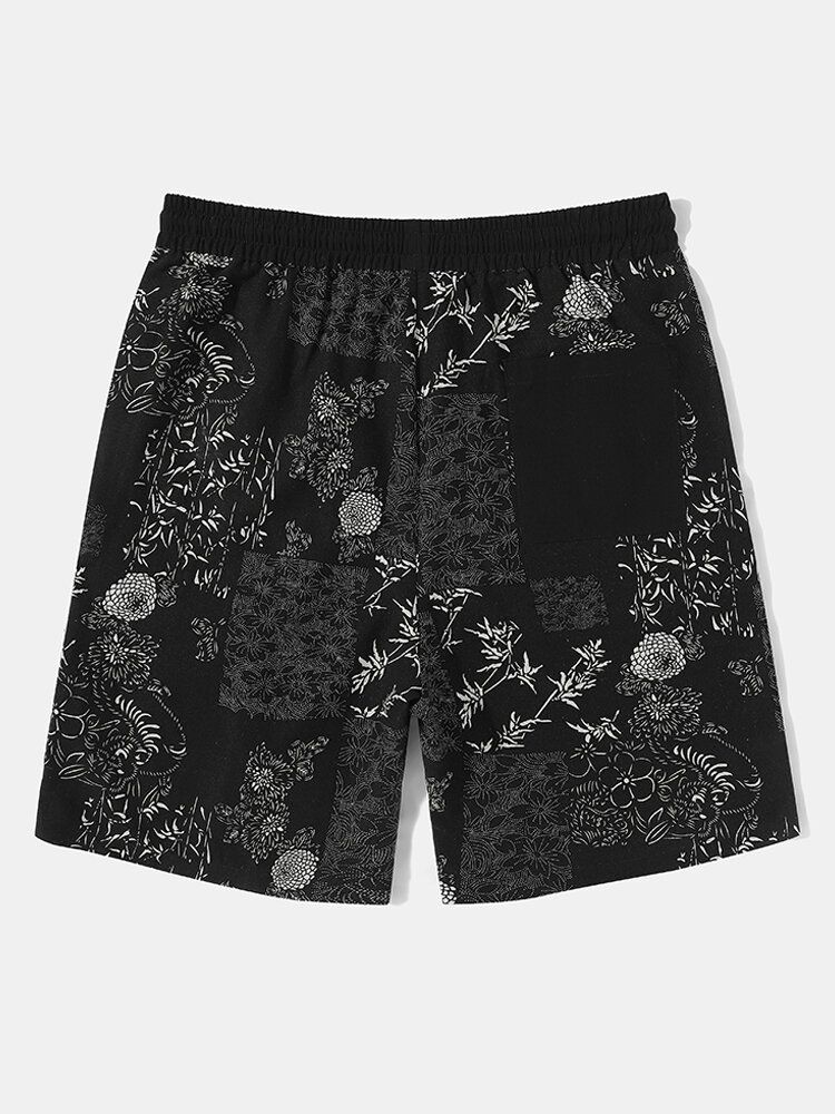 Short Cargo Ample Avec Cordon De Serrage Et Patchwork Pour Homme