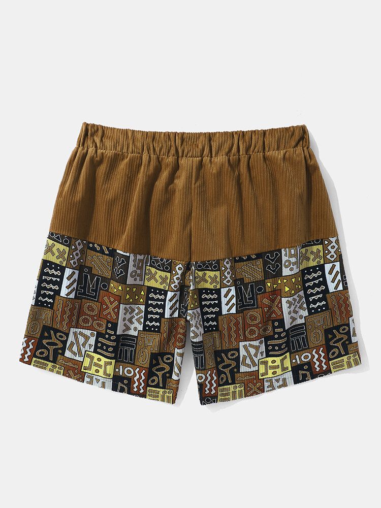 Short À Cordon De Serrage En Velours Côtelé À Motif Tribal Pour Homme