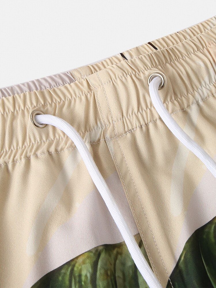 Short Décontracté À Cordon De Serrage Tropical Pour Hommes