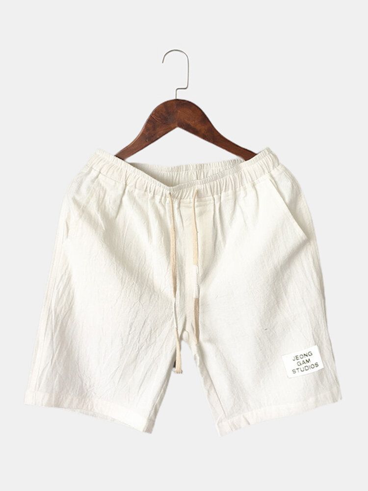 Short Décontracté En Coton Avec Petite Étiquette Et Cordon De Serrage Pour Hommes Avec Poche