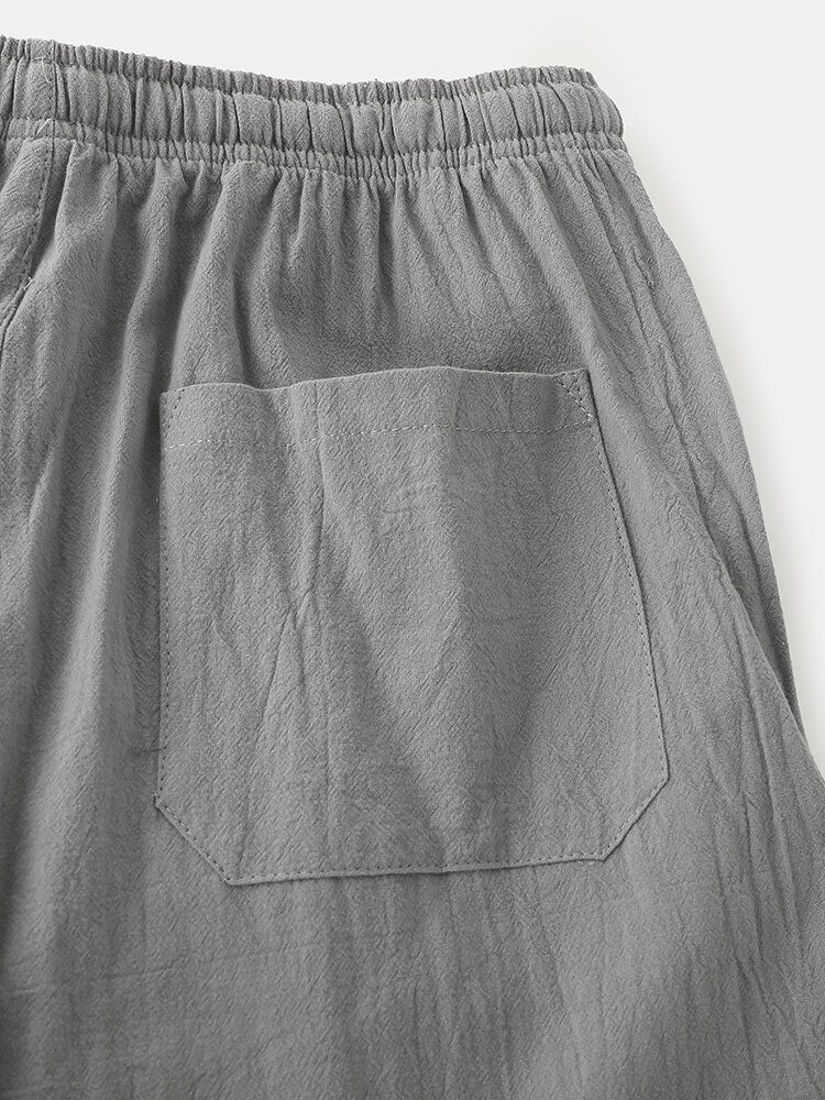 Short Décontracté En Coton Avec Petite Étiquette Et Cordon De Serrage Pour Hommes Avec Poche