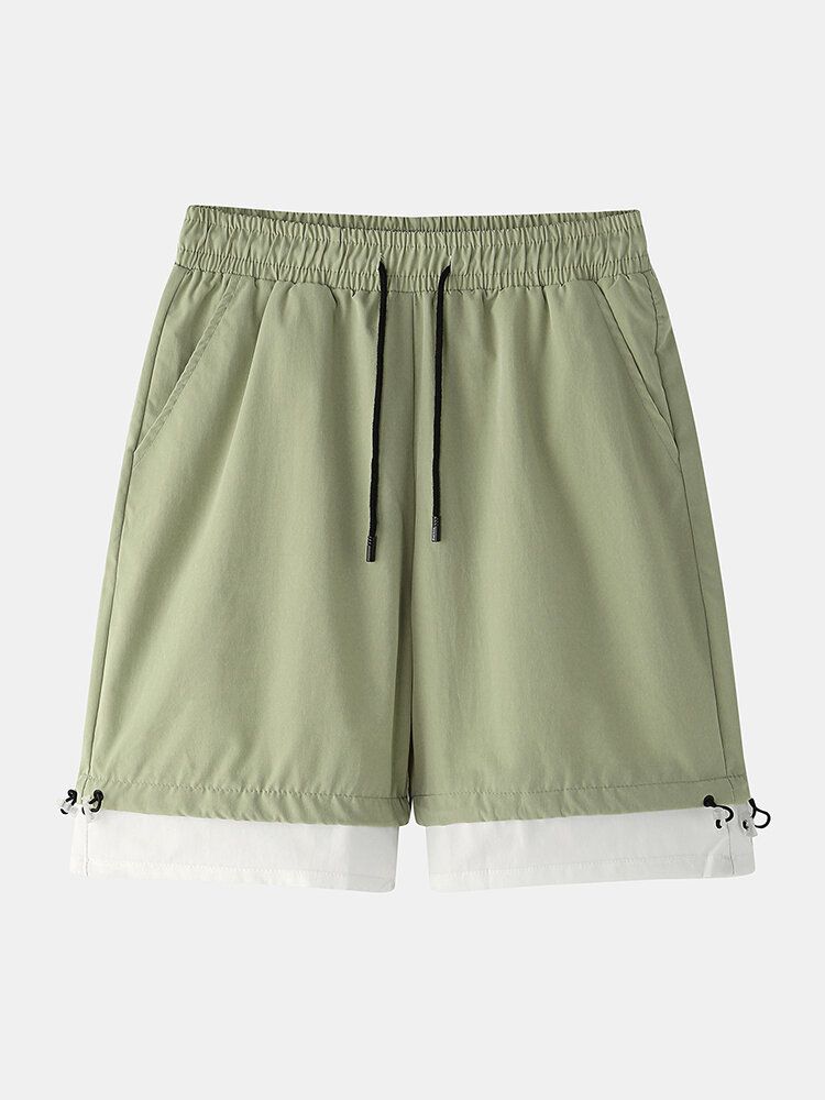 Short Décontracté En Coton De Couleur Unie Avec Cordon De Serrage Pour Homme