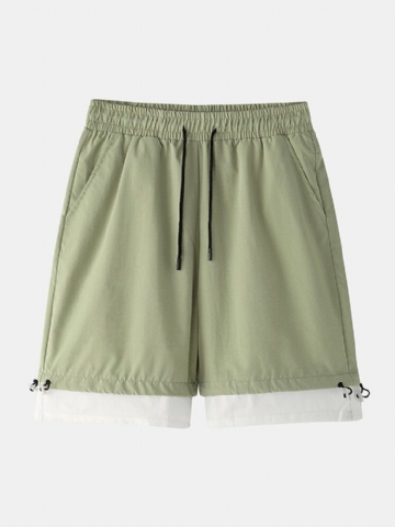 Short Décontracté En Coton De Couleur Unie Avec Cordon De Serrage Pour Homme