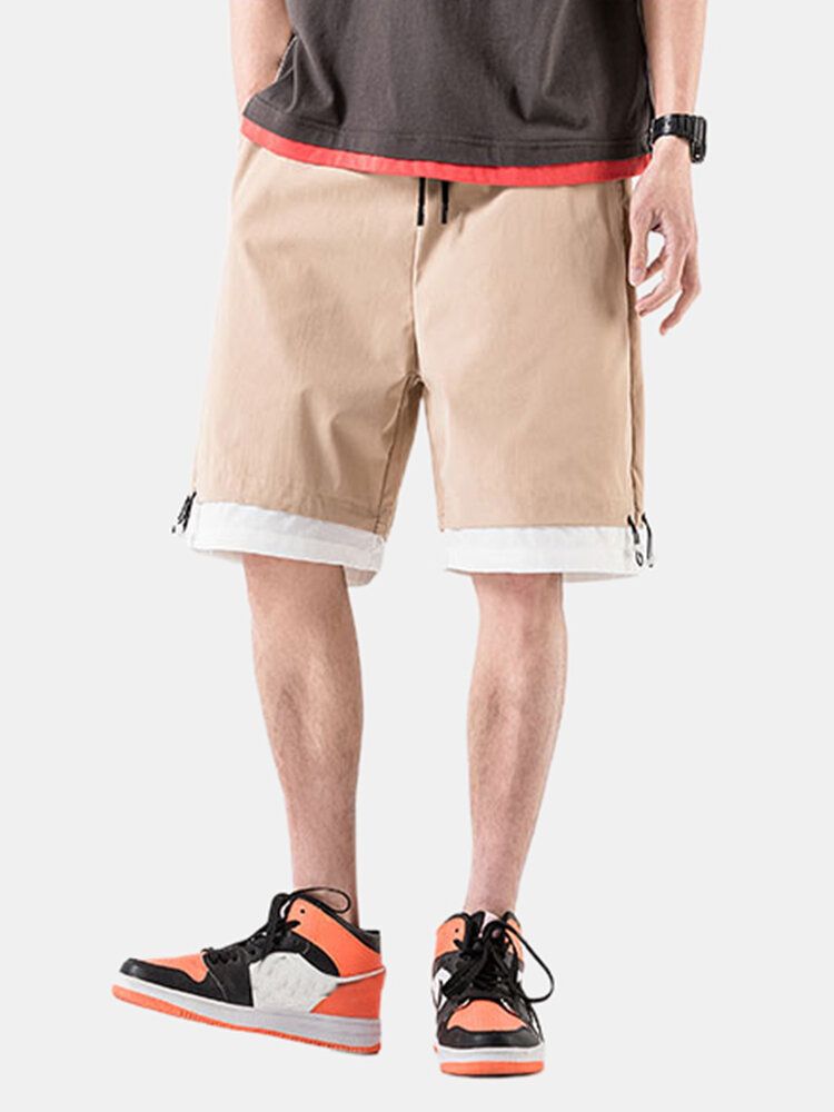 Short Décontracté En Coton De Couleur Unie Avec Cordon De Serrage Pour Homme