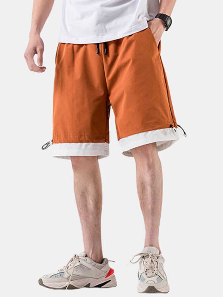 Short Décontracté En Coton De Couleur Unie Avec Cordon De Serrage Pour Homme