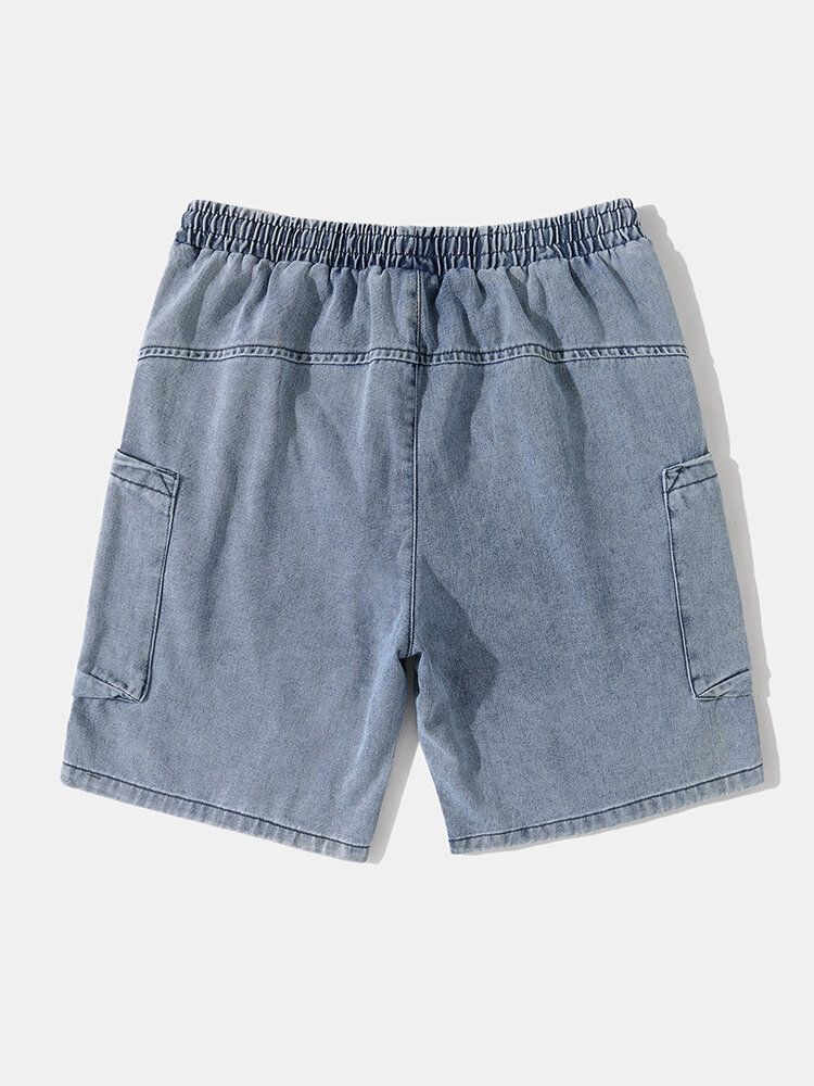 Short En Jean À Double Poche Avec Cordon De Serrage Pour Homme