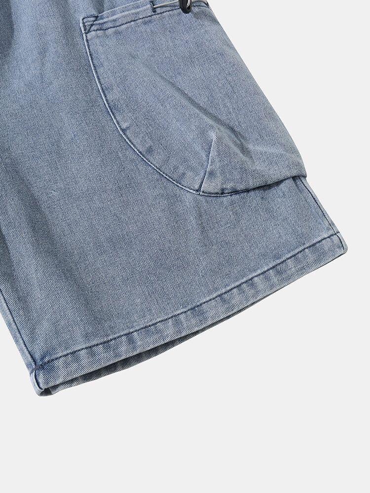 Short En Jean À Double Poche Avec Cordon De Serrage Pour Homme